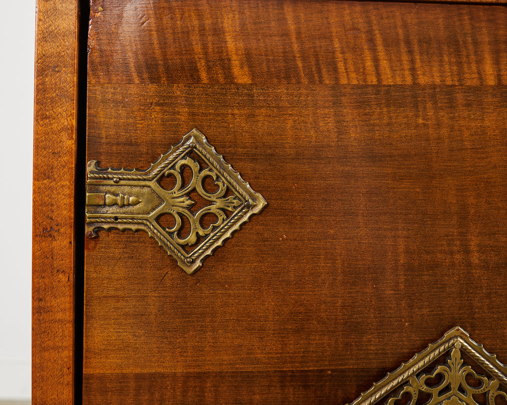 Spanish Baroque Style Walnut Vargueño Cabinet on Stand