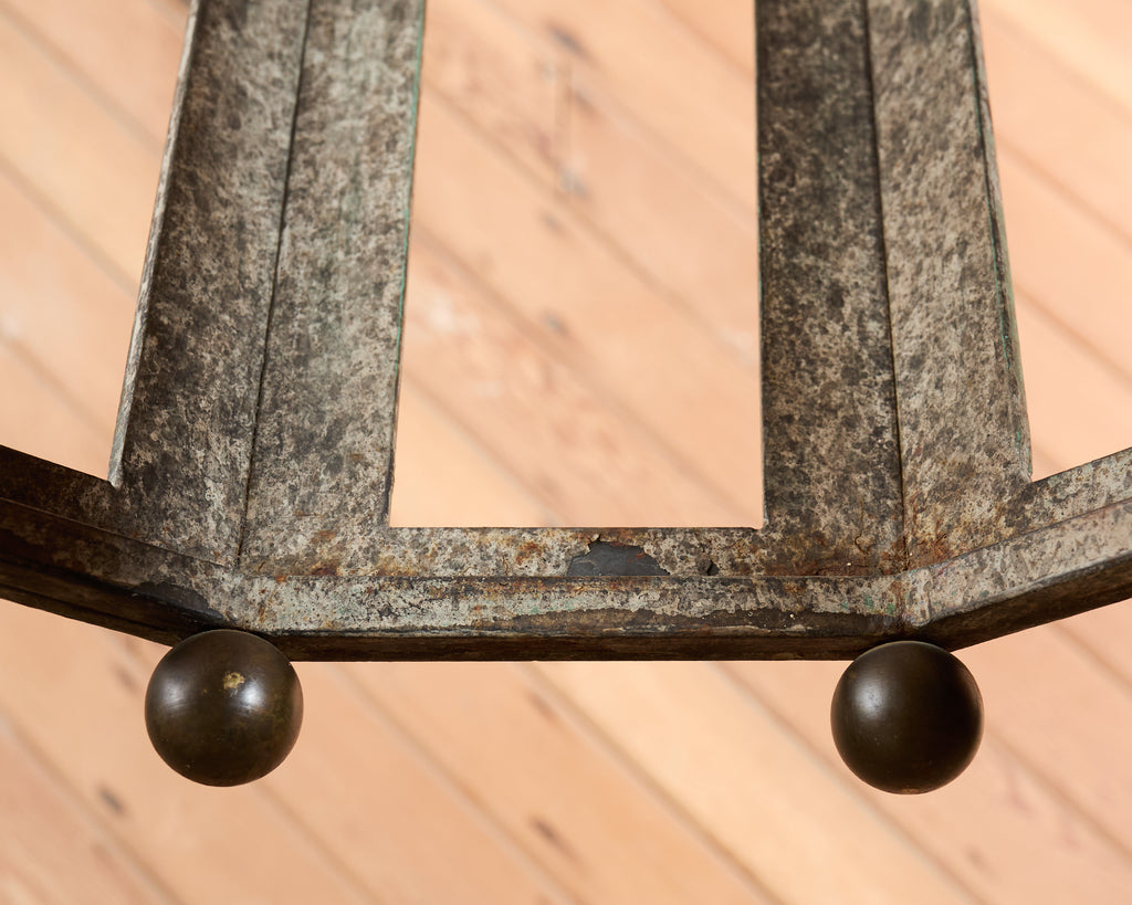 Monumental Dennis & Leen Attributed Patinated Iron Bronze Lantern