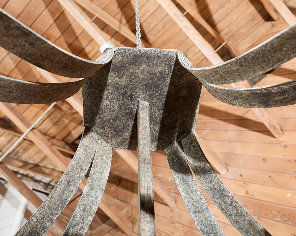 Monumental Dennis & Leen Attributed Patinated Iron Bronze Lantern