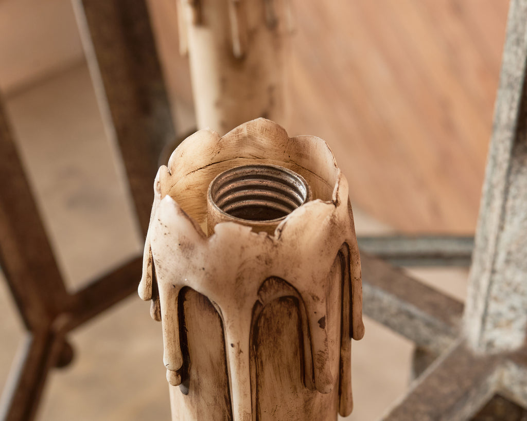 Monumental Dennis & Leen Attributed Patinated Iron Bronze Lantern