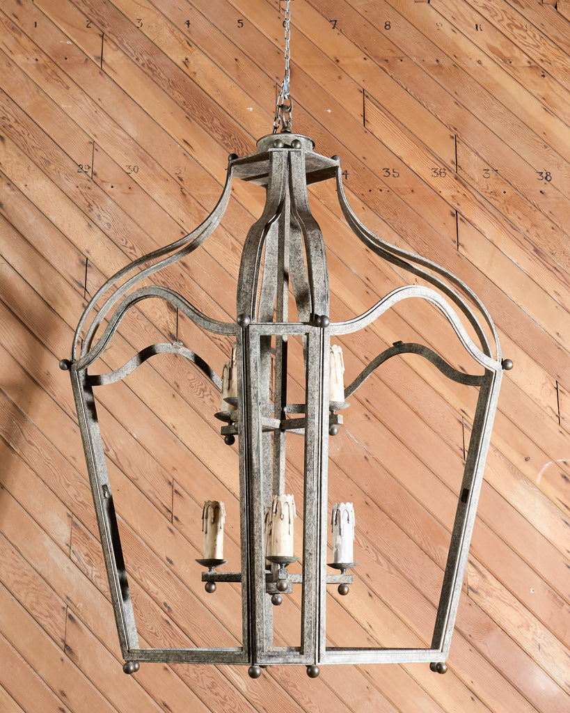 Monumental Dennis & Leen Attributed Patinated Iron Bronze Lantern