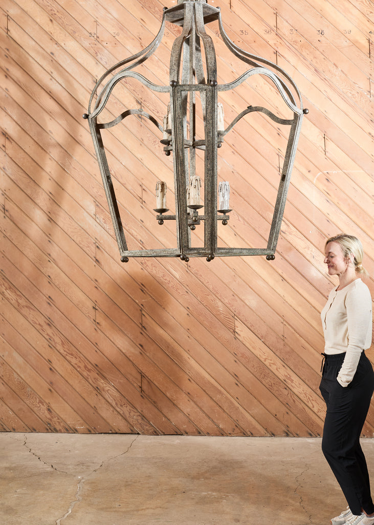 Monumental Dennis & Leen Attributed Patinated Iron Bronze Lantern