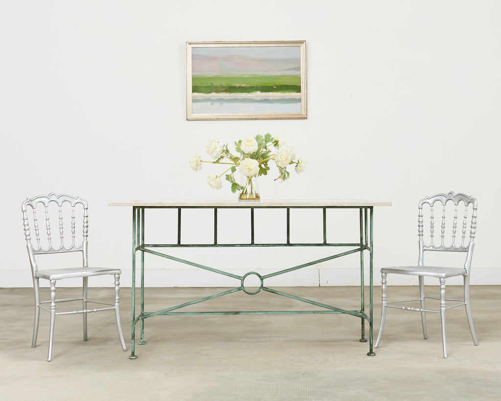 Set of Six Italian Silvered Iron Chiavari Dining Chairs