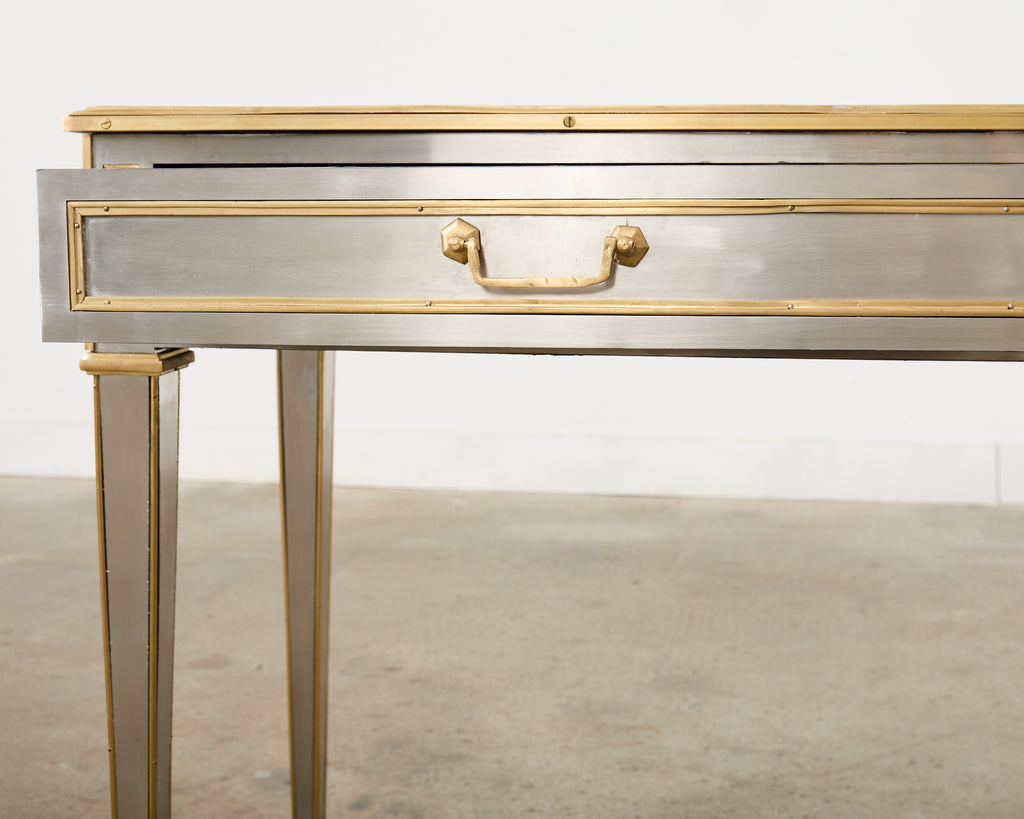 John Vesey Style Steel Bronze Neoclassical Console Desk