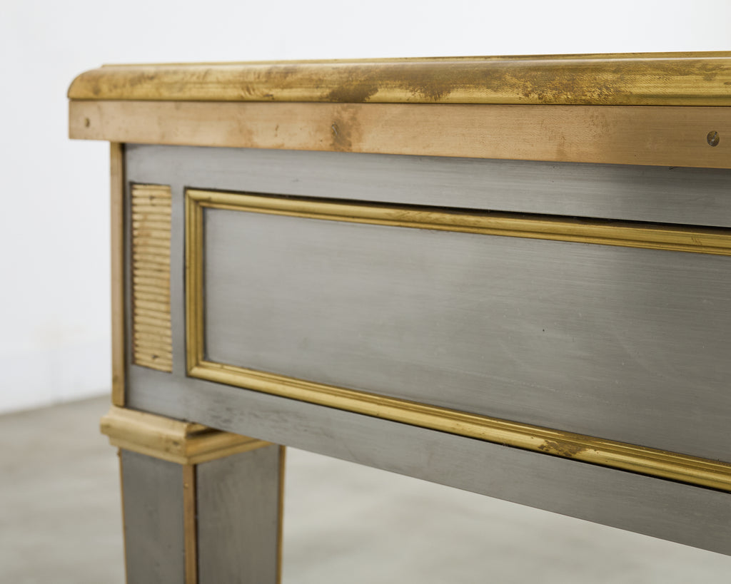 John Vesey Style Steel Bronze Mounted Library Table Desk