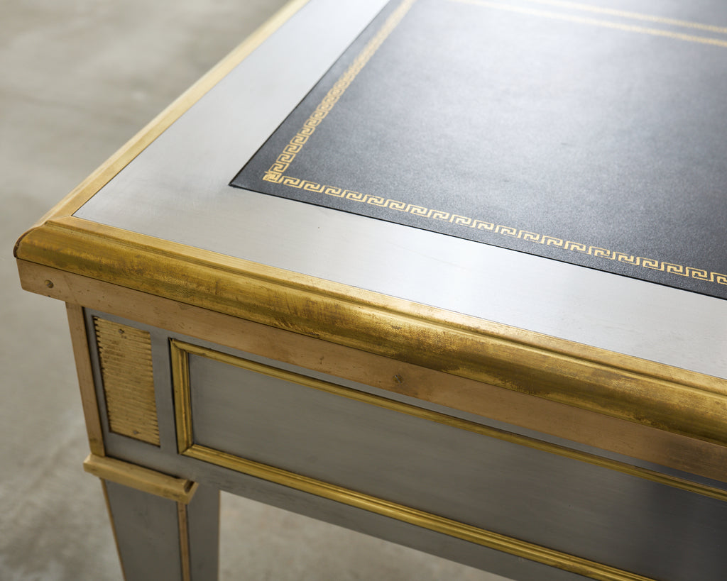 John Vesey Style Steel Bronze Mounted Library Table Desk