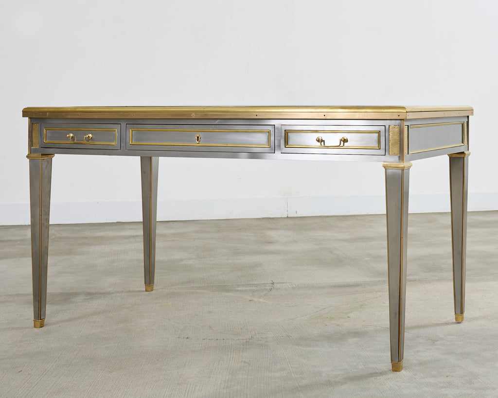 John Vesey Style Steel Bronze Mounted Library Table Desk