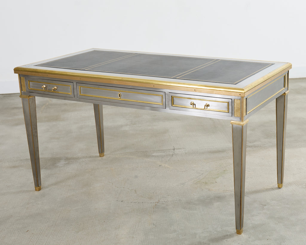 John Vesey Style Steel Bronze Mounted Library Table Desk
