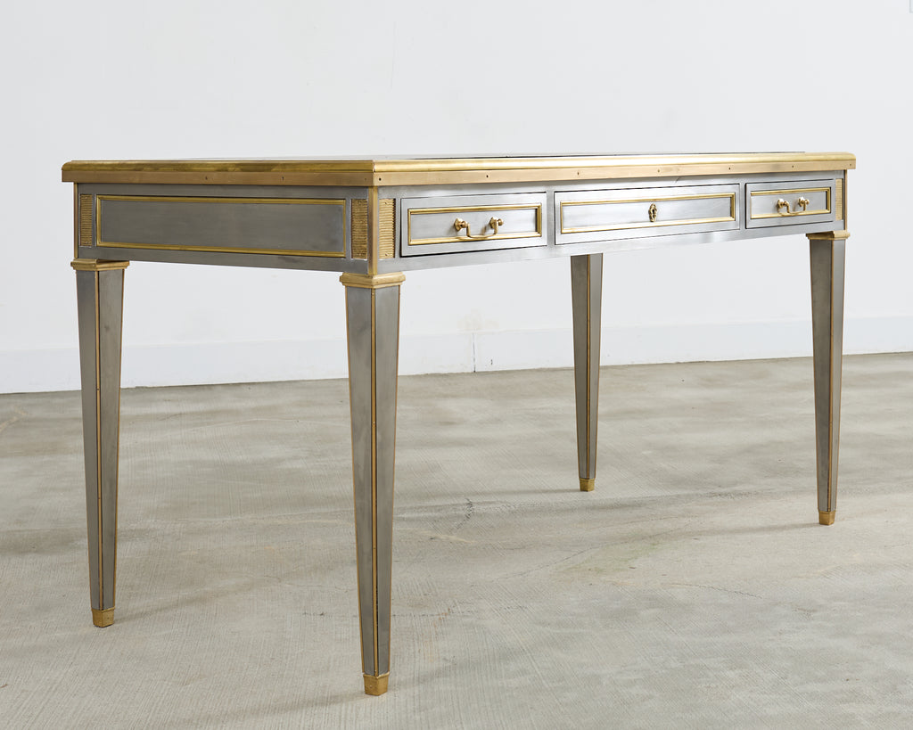 John Vesey Style Steel Bronze Mounted Library Table Desk