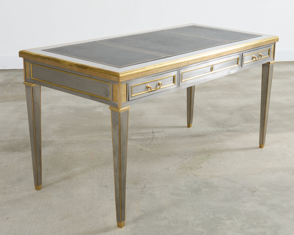 John Vesey Style Steel Bronze Mounted Library Table Desk