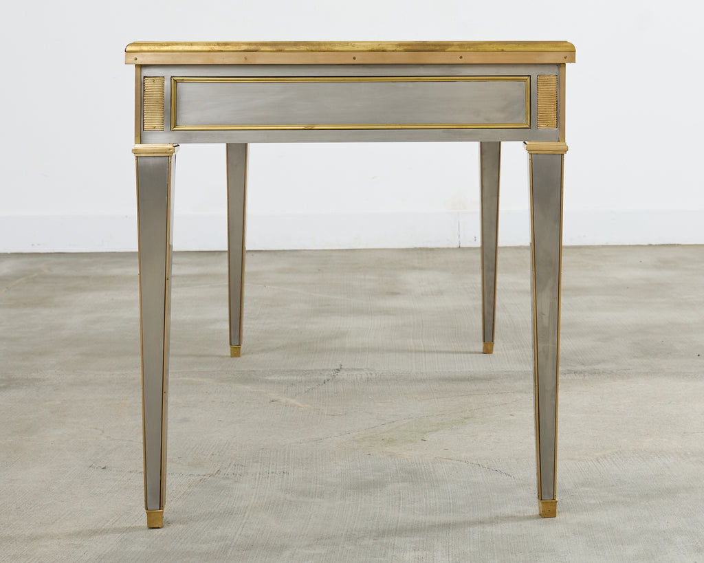 John Vesey Style Steel Bronze Mounted Library Table Desk