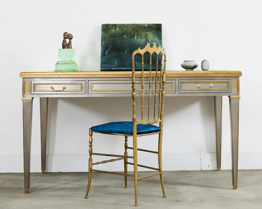 John Vesey Style Steel Bronze Mounted Library Table Desk