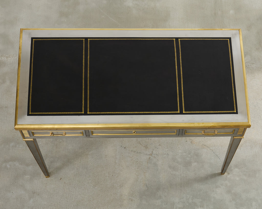 John Vesey Style Steel Bronze Mounted Library Table Desk