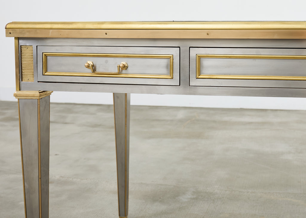 John Vesey Style Steel Bronze Mounted Library Table Desk