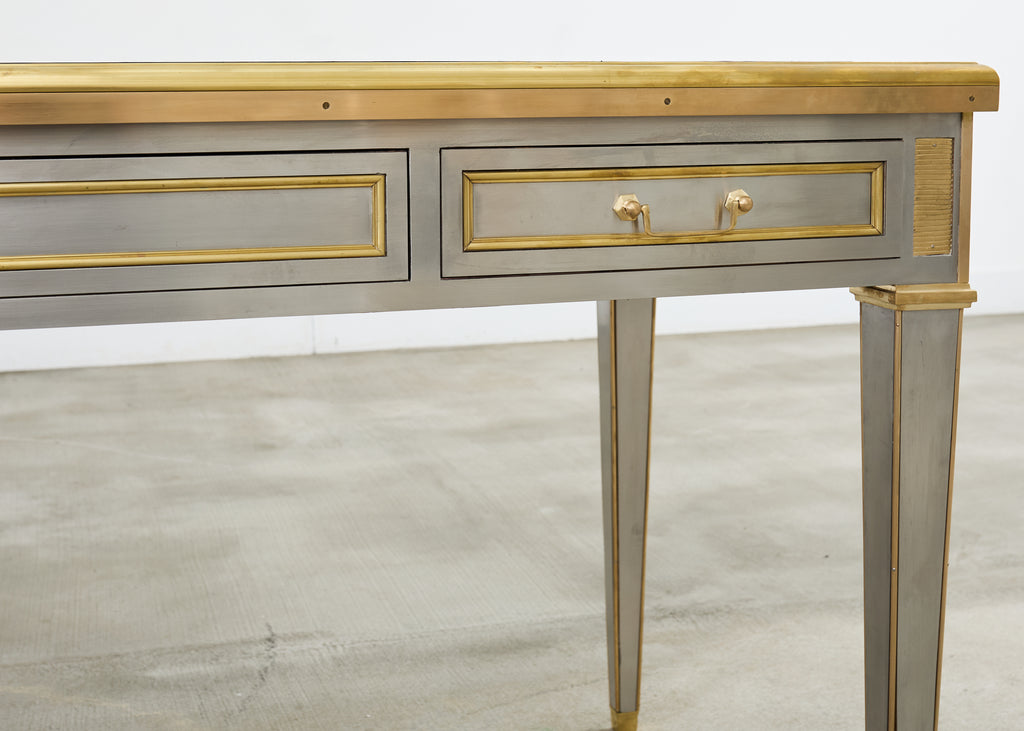 John Vesey Style Steel Bronze Mounted Library Table Desk