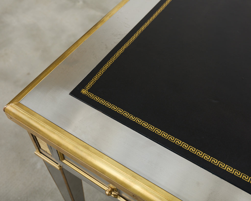 John Vesey Style Steel Bronze Mounted Library Table Desk