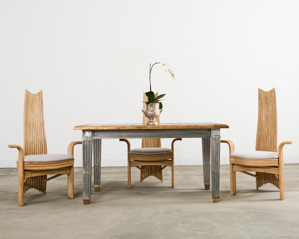 McGuire Mackintosh Style Organic Modern Rattan Dining Armchairs