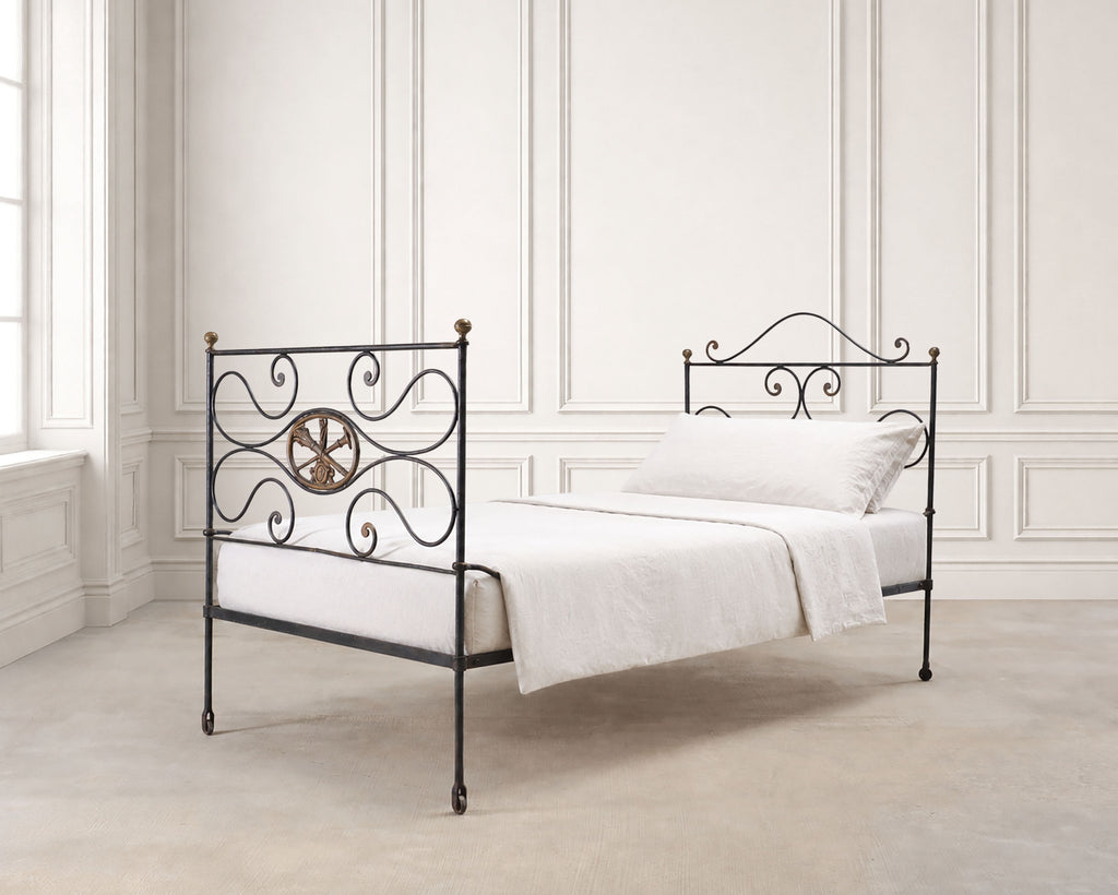 19th C. French Napoleon III Empire Wrought Iron Bronze Daybed
