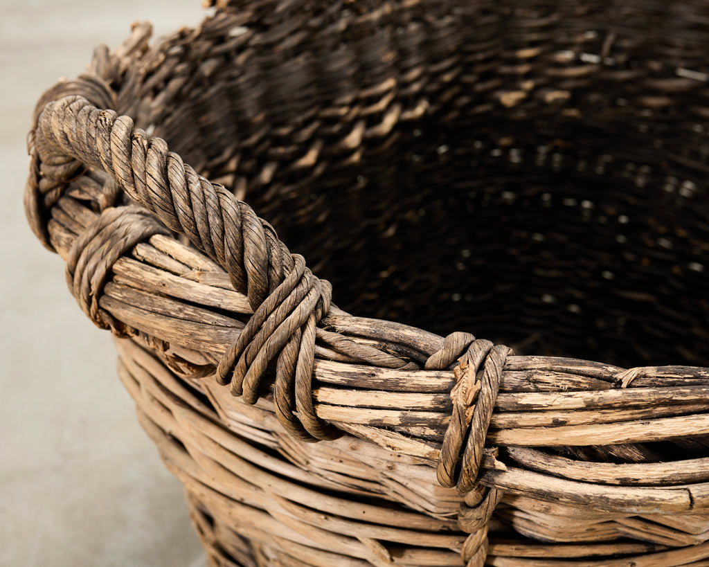 French Champagne Grape Vineyard Harvest Woven Wicker Basket
