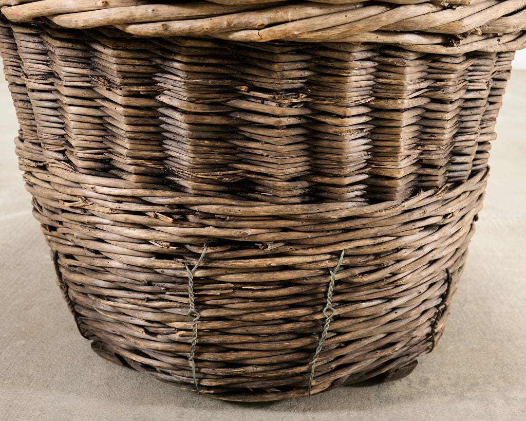 French Champagne Grape Vineyard Harvest Woven Wicker Basket