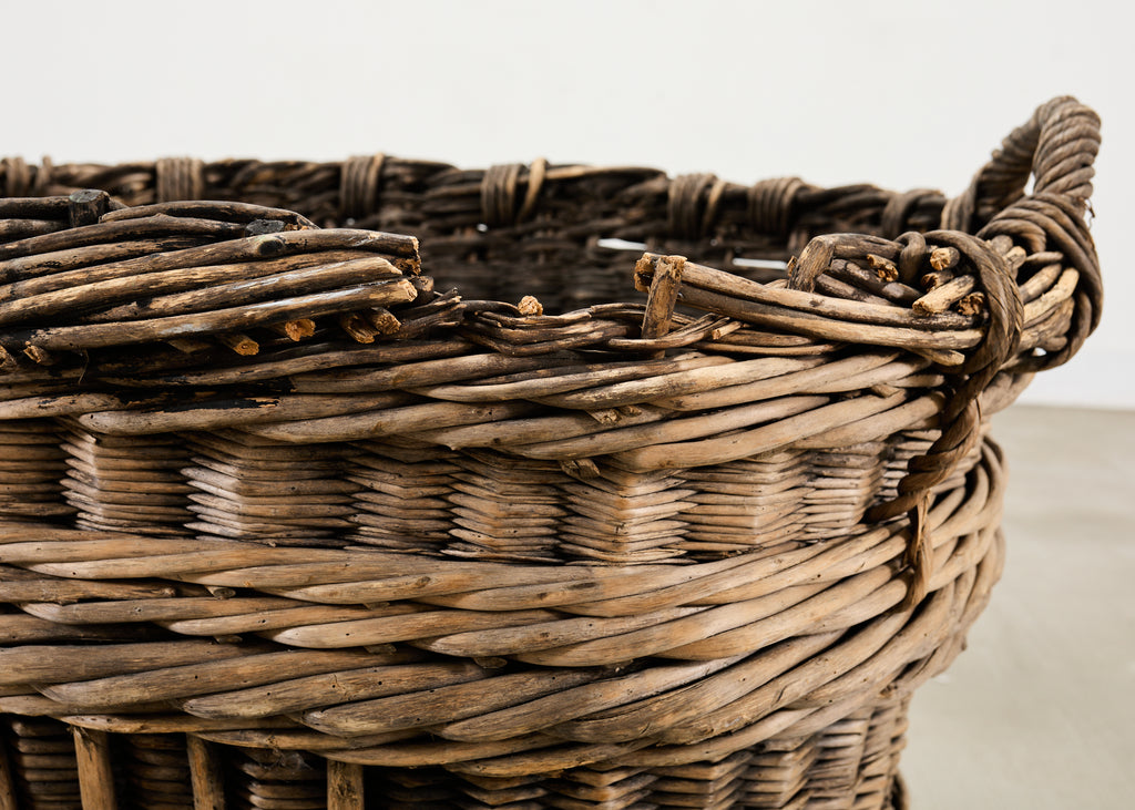 French Champagne Grape Vineyard Harvest Woven Wicker Basket