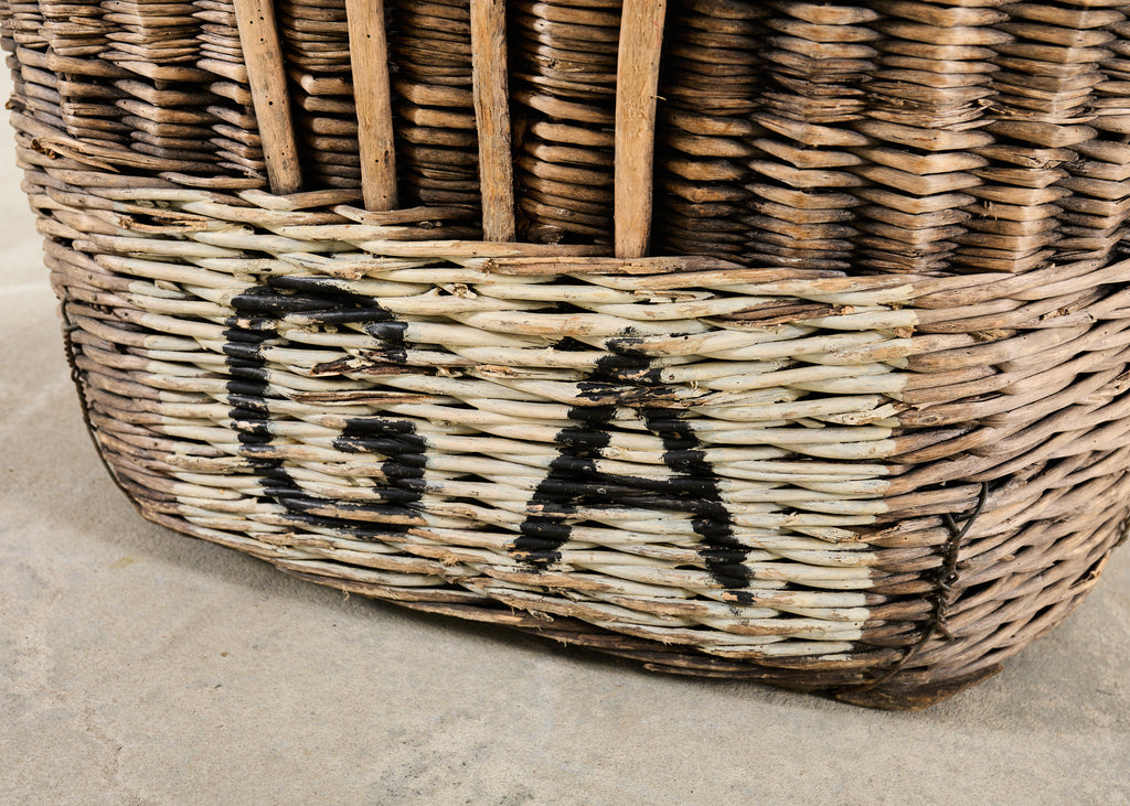French Champagne Grape Vineyard Harvest Woven Wicker Basket