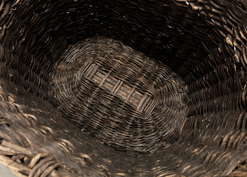 French Champagne Grape Vineyard Harvest Woven Wicker Basket
