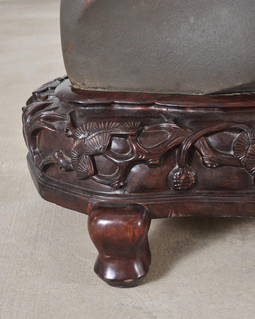 Monumental Chinese Scholar's Water Stone on Carved Base 5 Ft