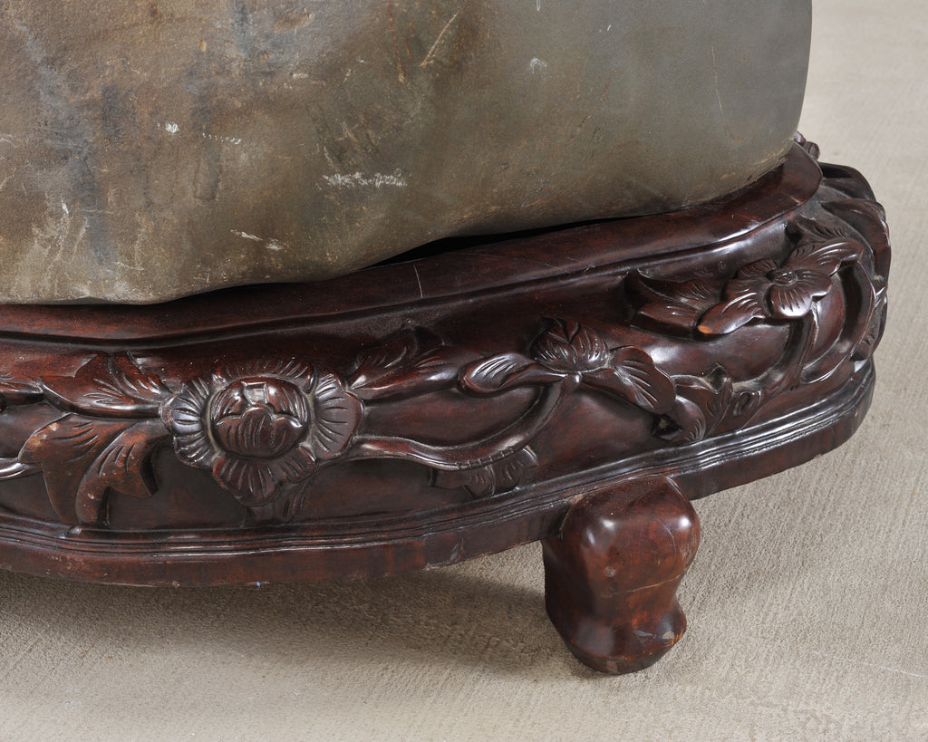 Monumental Chinese Scholar's Water Stone on Carved Base 5 Ft