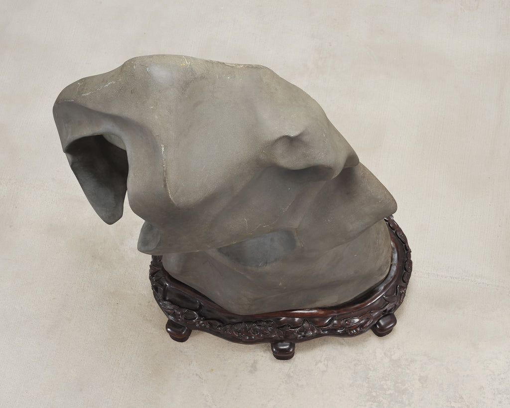 Monumental Chinese Scholar's Water Stone on Carved Base 5 Ft