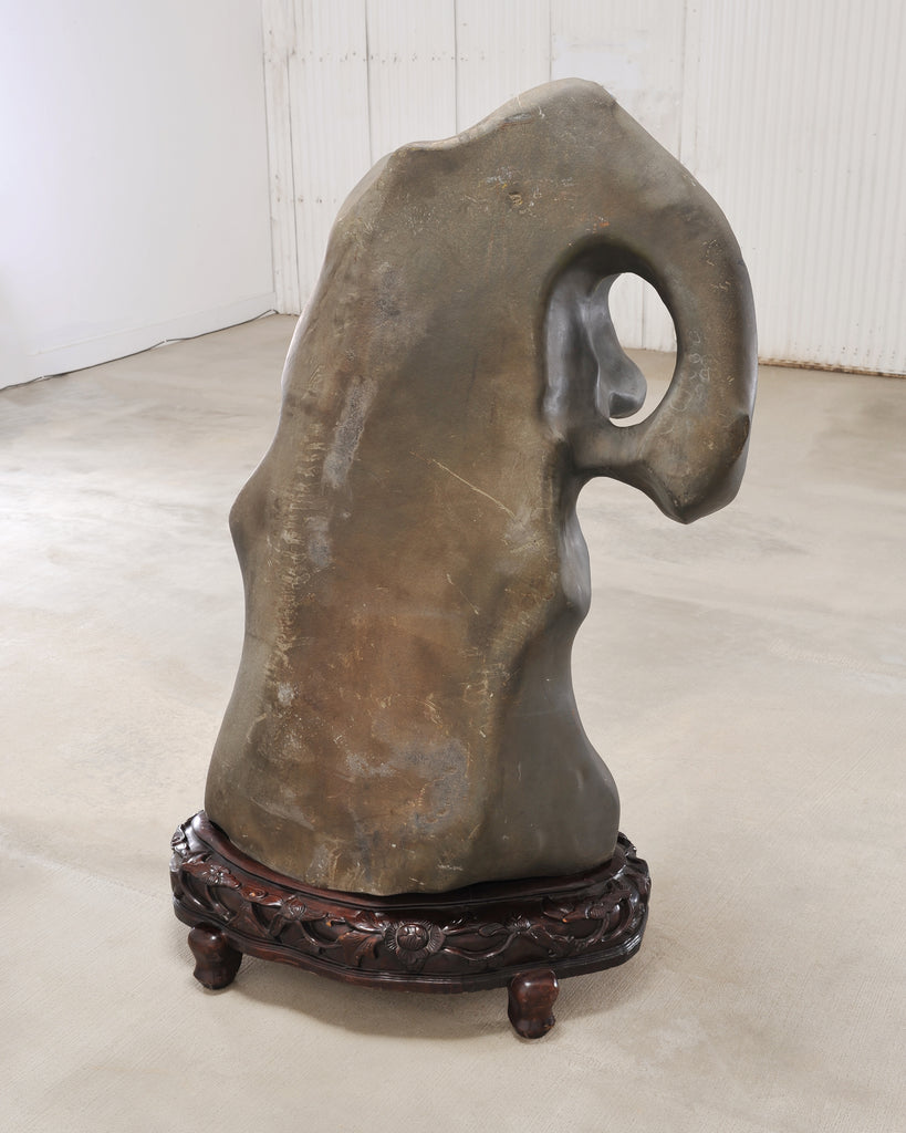 Monumental Chinese Scholar's Water Stone on Carved Base 5 Ft
