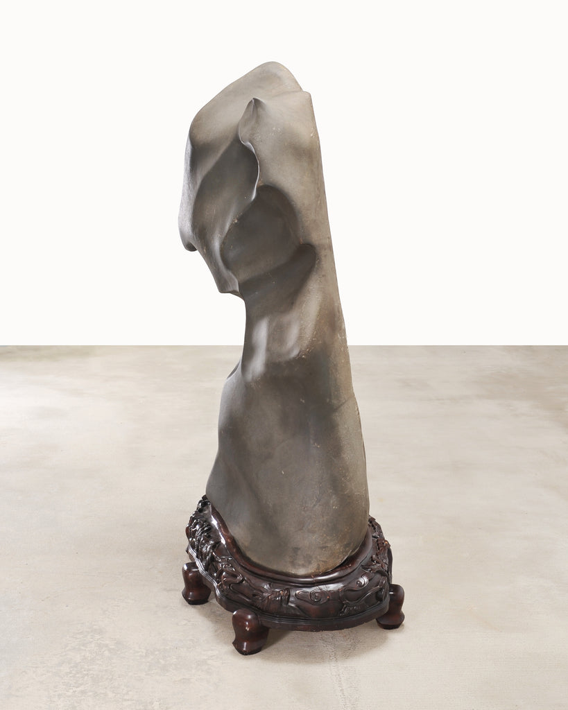 Monumental Chinese Scholar's Water Stone on Carved Base 5 Ft