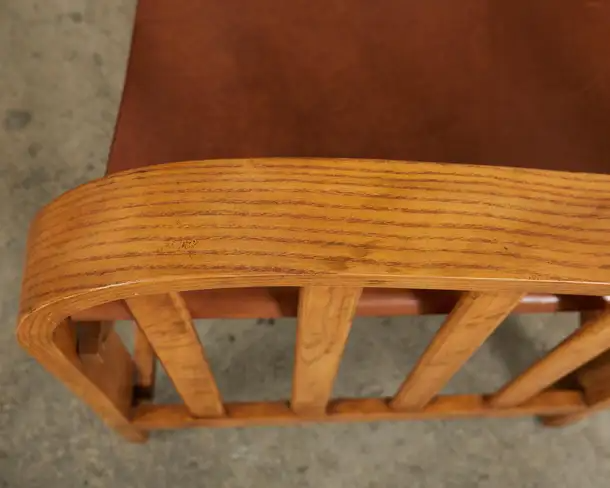 Set of Four Ralph Lauren Shelter Sky Ash Leather Sling Dining Chairs