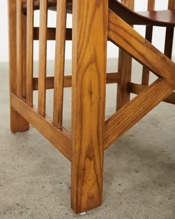 Set of Four Ralph Lauren Shelter Sky Ash Leather Sling Dining Chairs