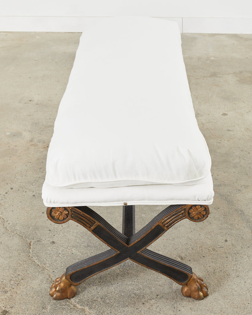 19th Century Neoclassical Italian Regency Period Curule Leg Bench