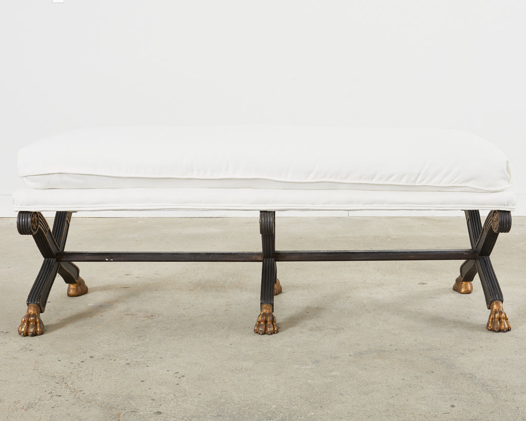 19th Century Neoclassical Italian Regency Period Curule Leg Bench