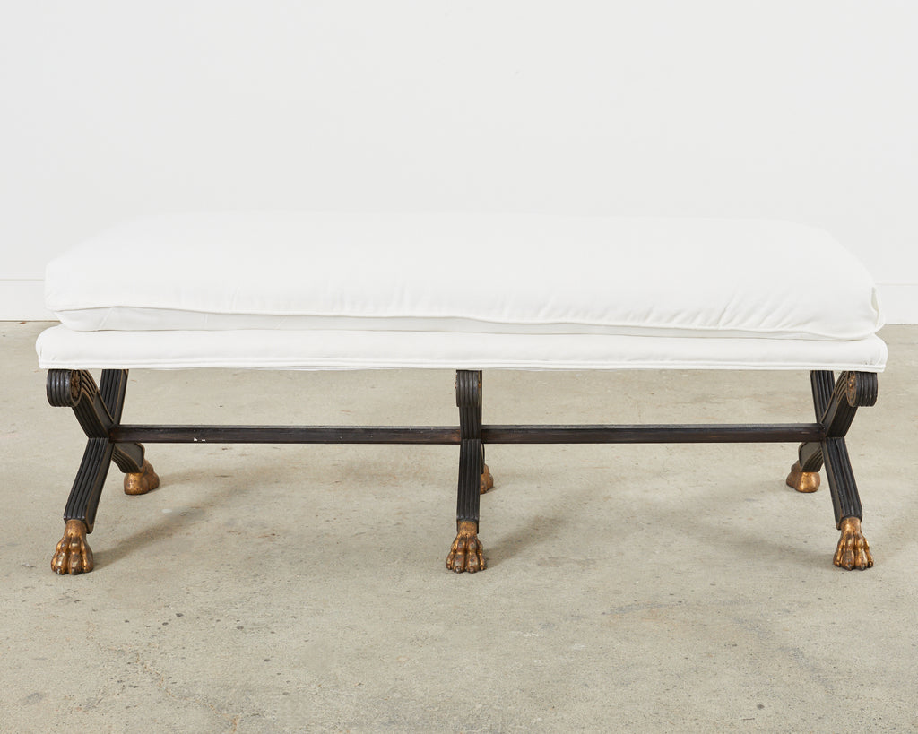 19th Century Neoclassical Italian Regency Period Curule Leg Bench