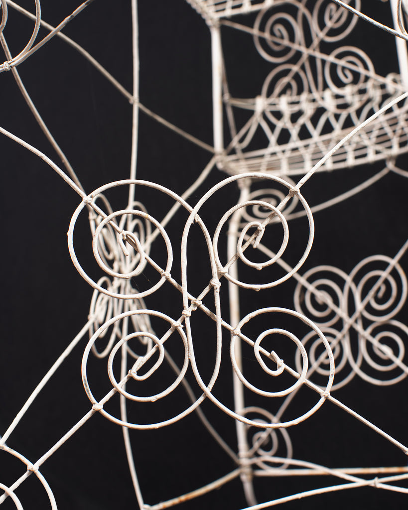 English Victorian Three-Tier Demilune Wire Garden Plant Stand