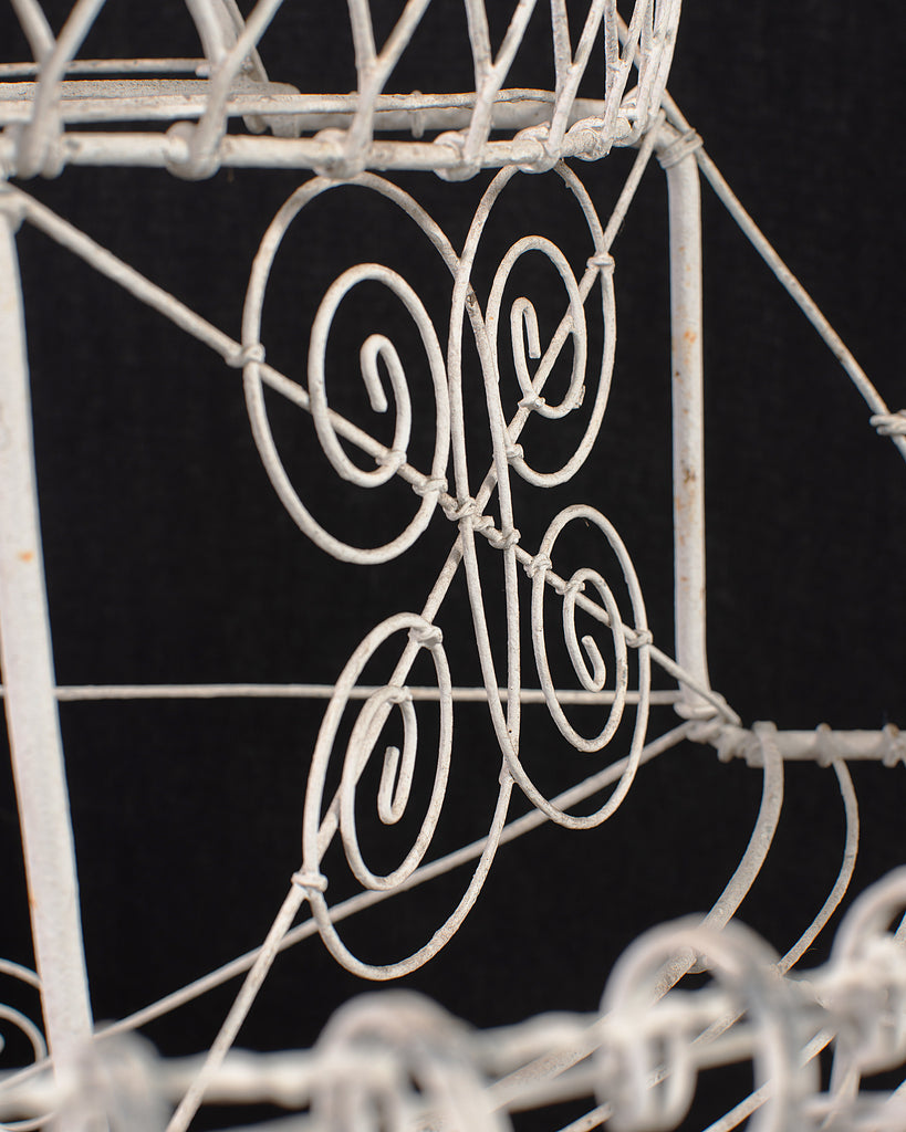 English Victorian Three-Tier Demilune Wire Garden Plant Stand