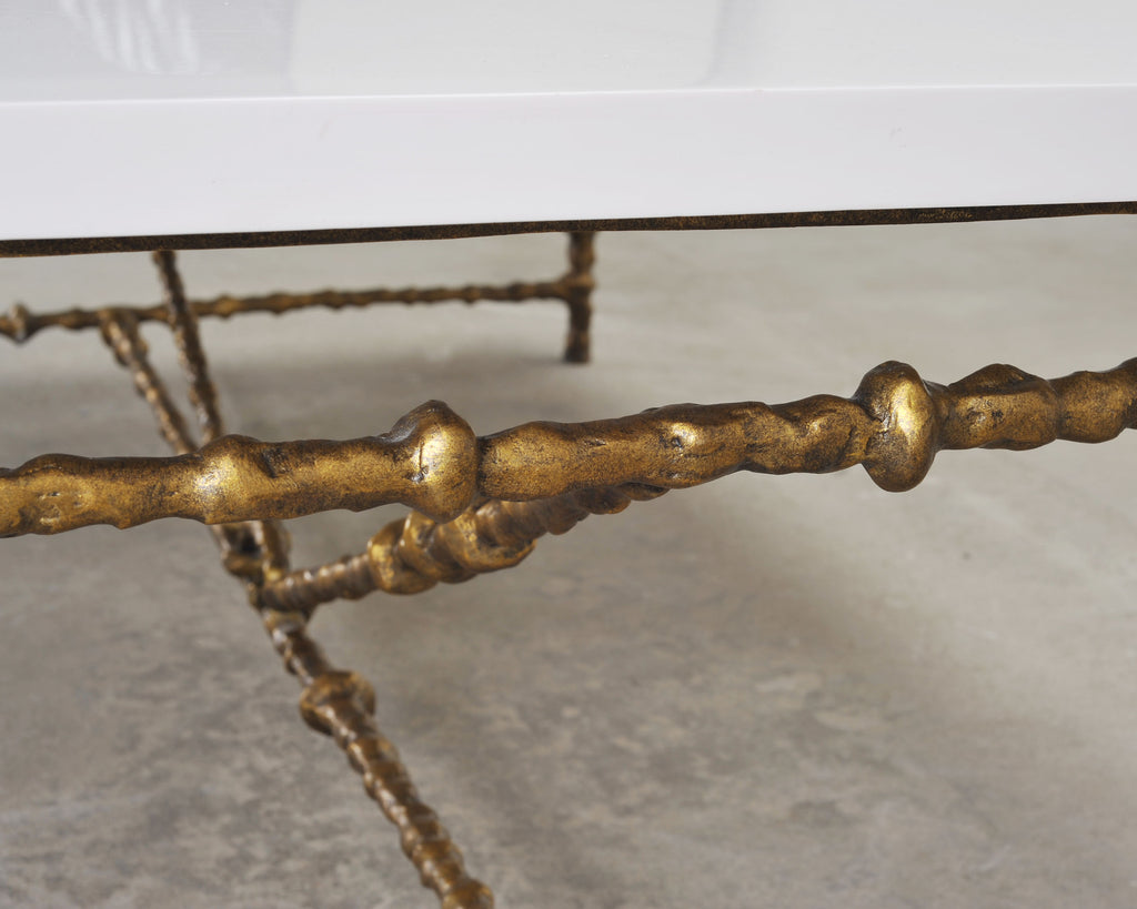 Oly Studio Gilded Iron Faux Bois Branch Diego Cocktail Table