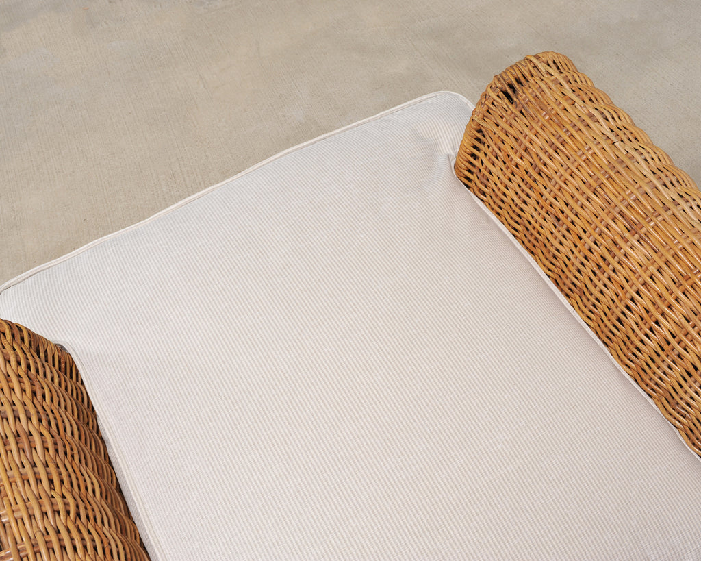 Organic Modern Woven Rattan Wicker Lounge Chair and Settee