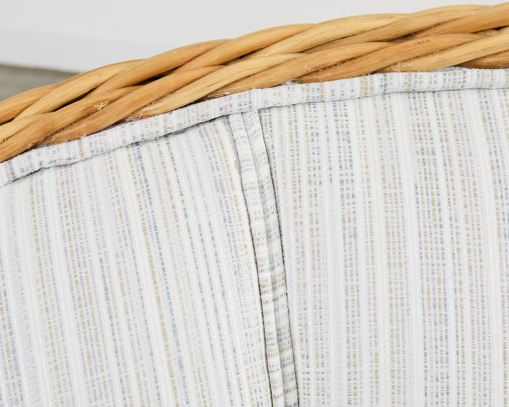 Michael Taylor Style Woven Rattan Sofa and Matching Ottomans