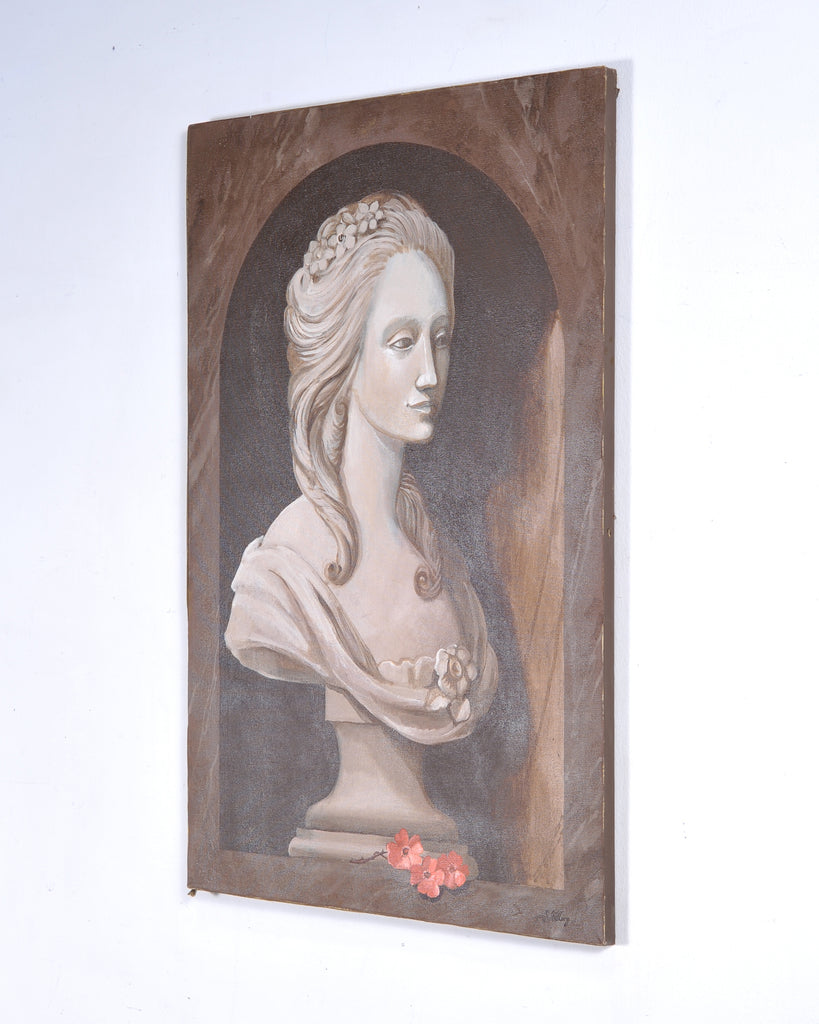 William Skilling "Bust of a Lady" Oil on Canvas Painting 3' Ft