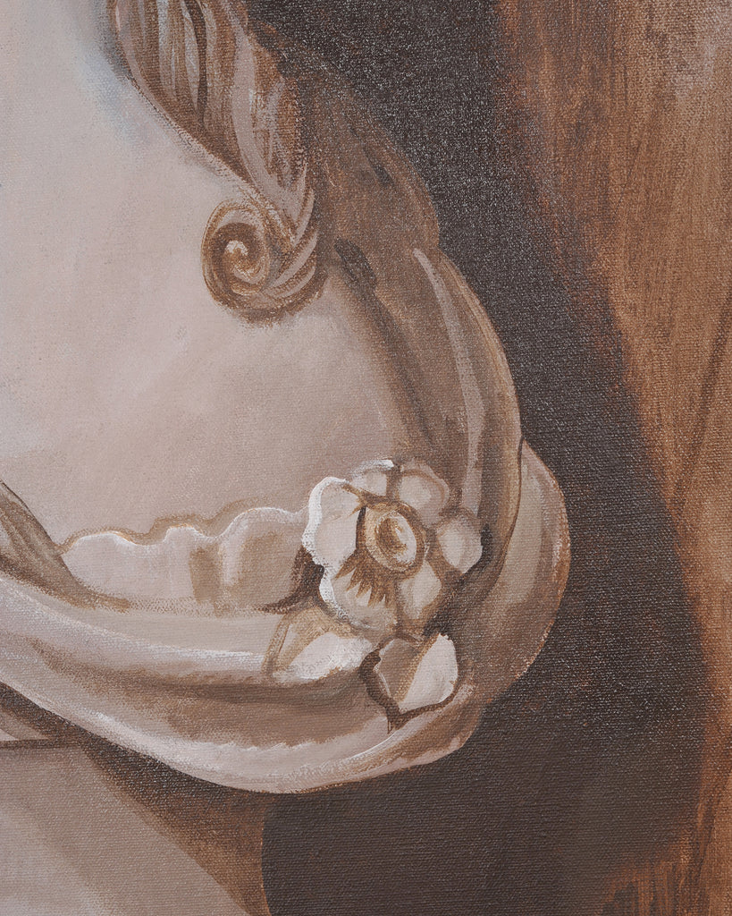 William Skilling "Bust of a Lady" Oil on Canvas Painting 3' Ft