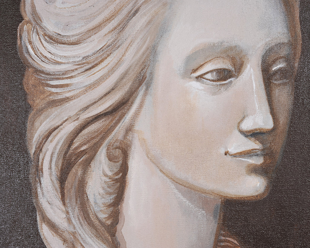 William Skilling "Bust of a Lady" Oil on Canvas Painting 3' Ft