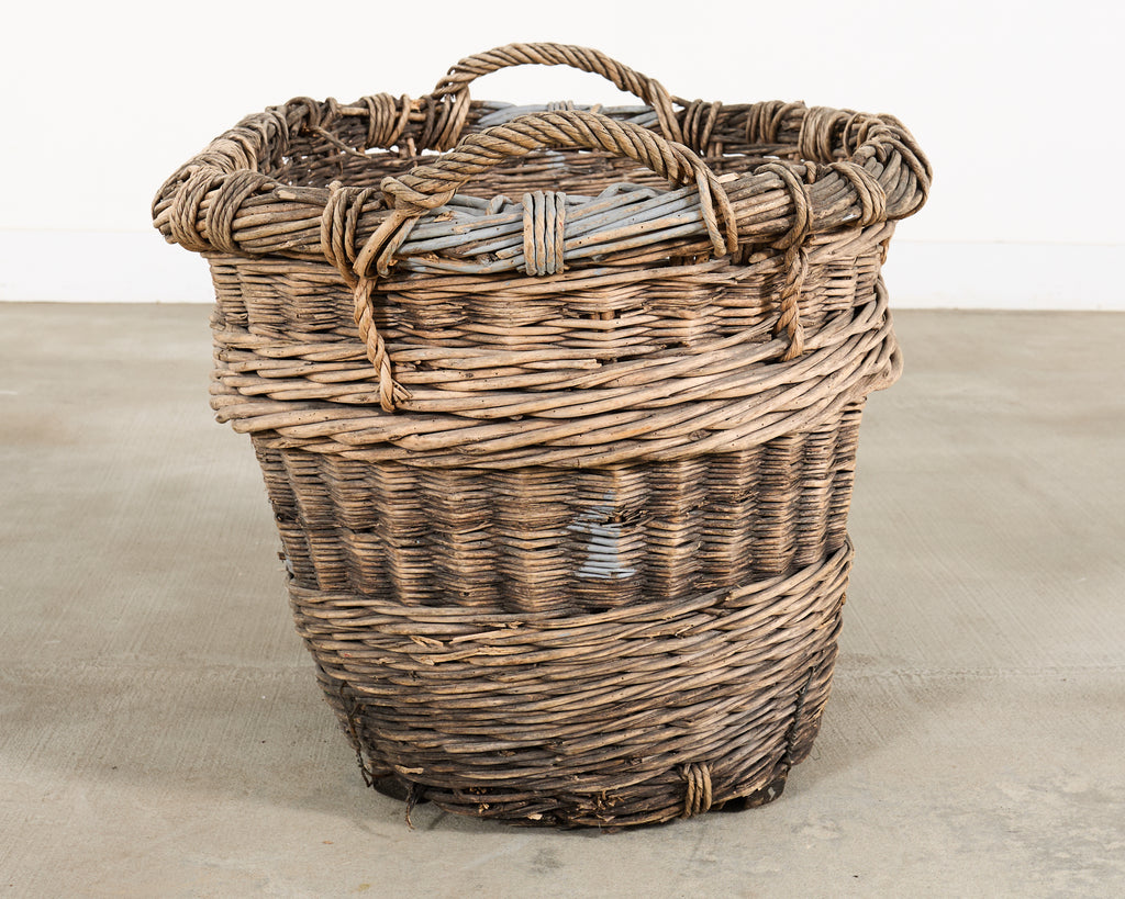 Large Rustic French Provincial Wine Harvest Basket