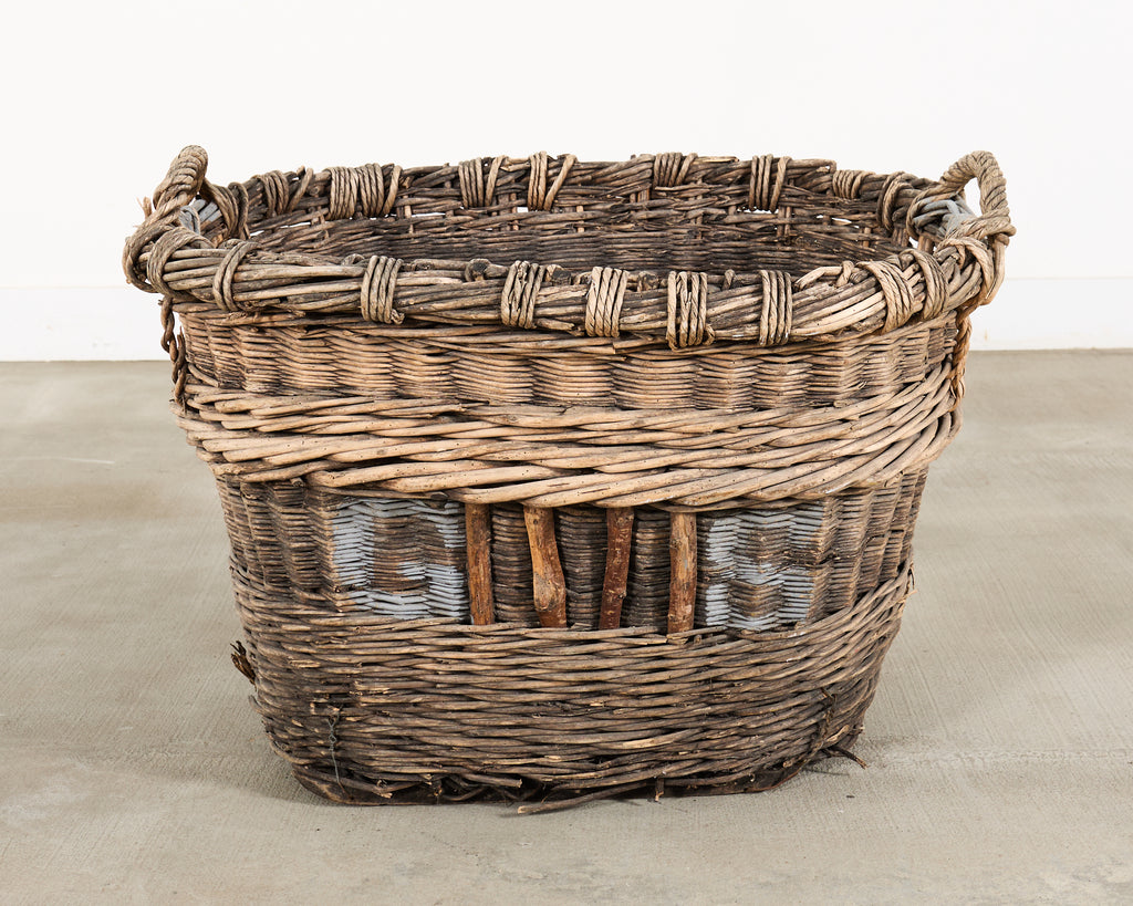 Large Rustic French Provincial Wine Harvest Basket