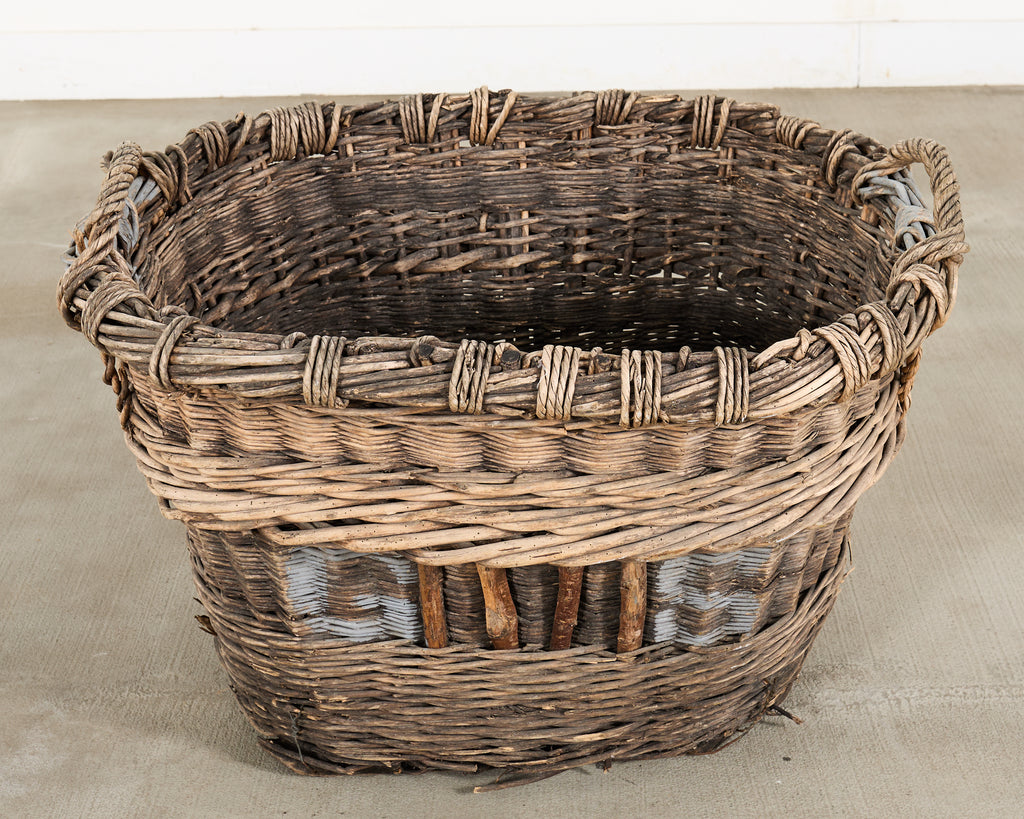 Large Rustic French Provincial Wine Harvest Basket