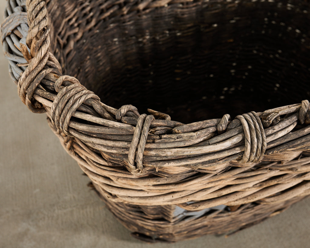 Large Rustic French Provincial Wine Harvest Basket