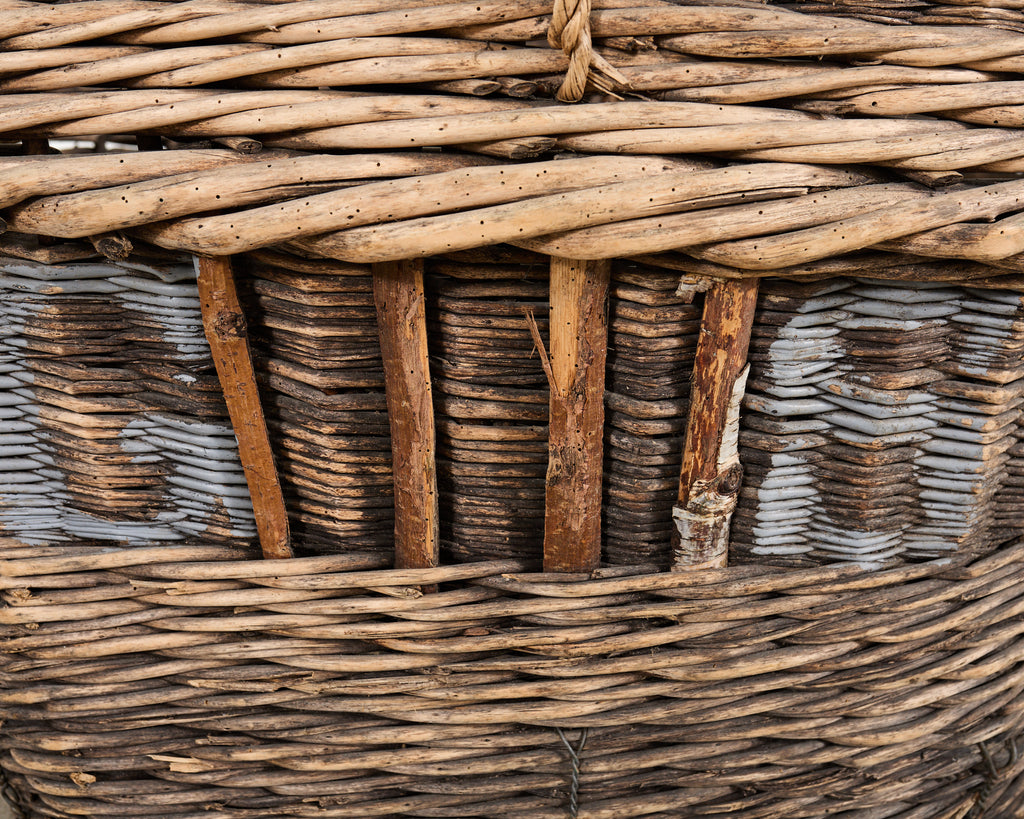 Large Rustic French Provincial Wine Harvest Basket